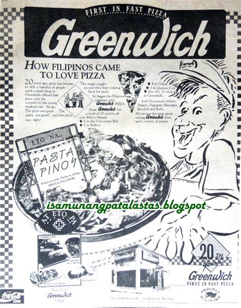 criseda tueres|305. An Early GREENWICH PIZZA “First In Fast Pizza”Ad, 1978.